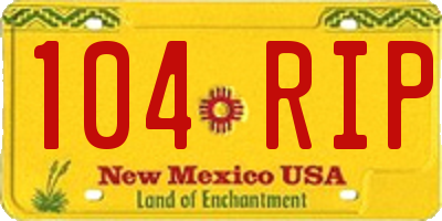 NM license plate 104RIP