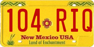 NM license plate 104RIQ