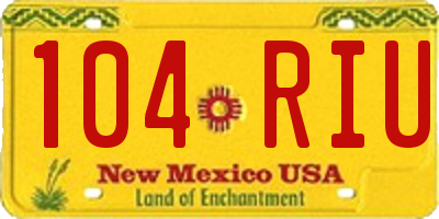 NM license plate 104RIU