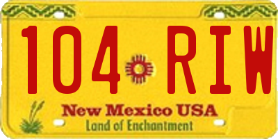NM license plate 104RIW
