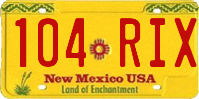 NM license plate 104RIX