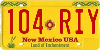 NM license plate 104RIY