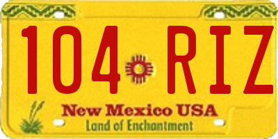 NM license plate 104RIZ