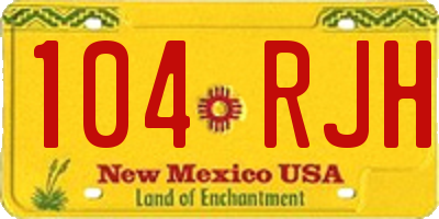 NM license plate 104RJH
