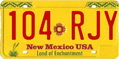 NM license plate 104RJY