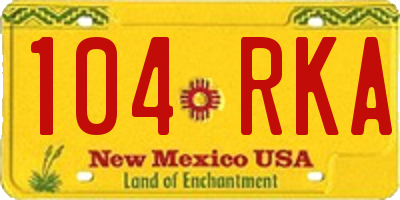 NM license plate 104RKA