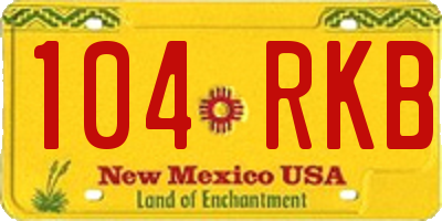 NM license plate 104RKB