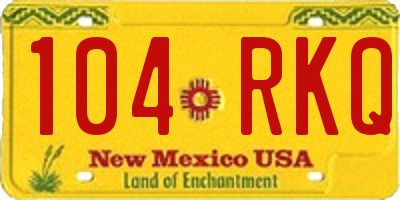 NM license plate 104RKQ