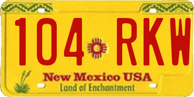 NM license plate 104RKW