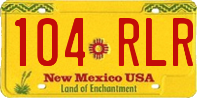 NM license plate 104RLR