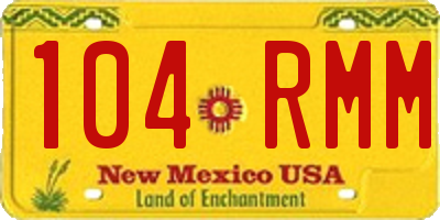 NM license plate 104RMM