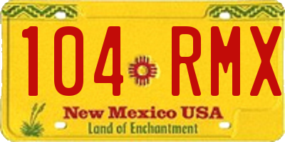 NM license plate 104RMX