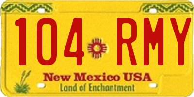 NM license plate 104RMY