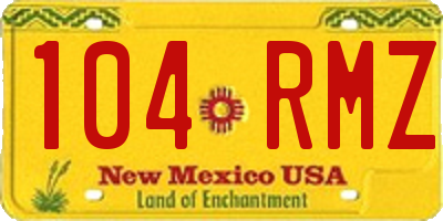 NM license plate 104RMZ
