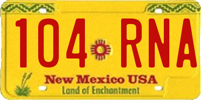 NM license plate 104RNA