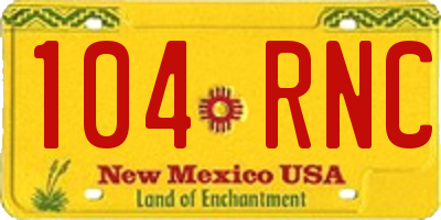 NM license plate 104RNC