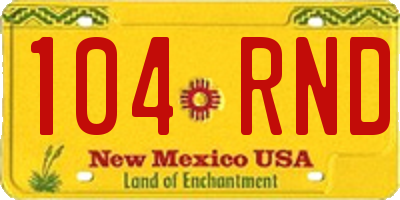NM license plate 104RND