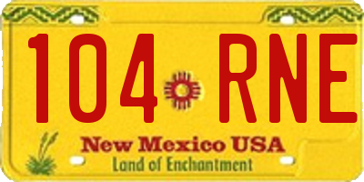 NM license plate 104RNE