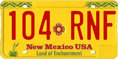 NM license plate 104RNF