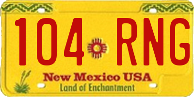 NM license plate 104RNG