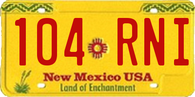 NM license plate 104RNI