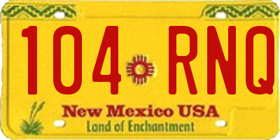 NM license plate 104RNQ