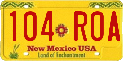 NM license plate 104ROA