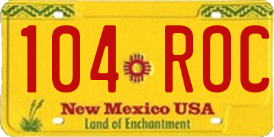 NM license plate 104ROC