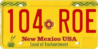 NM license plate 104ROE