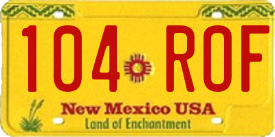 NM license plate 104ROF