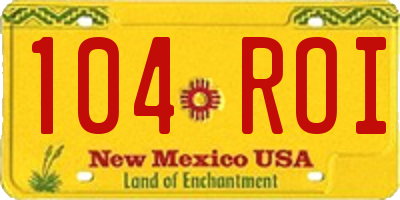 NM license plate 104ROI