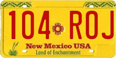 NM license plate 104ROJ