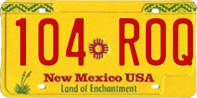 NM license plate 104ROQ