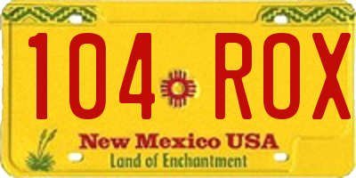 NM license plate 104ROX