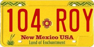 NM license plate 104ROY