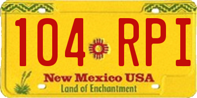 NM license plate 104RPI