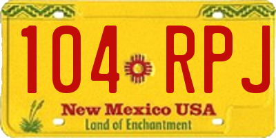 NM license plate 104RPJ