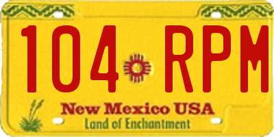 NM license plate 104RPM
