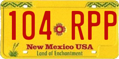 NM license plate 104RPP