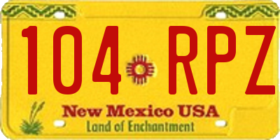 NM license plate 104RPZ