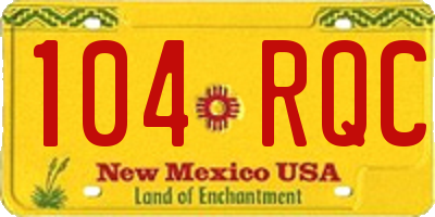 NM license plate 104RQC