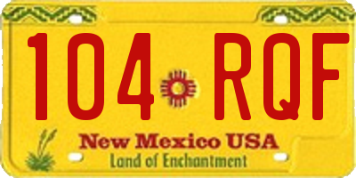 NM license plate 104RQF