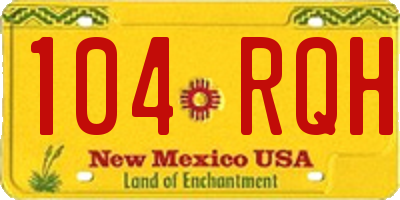 NM license plate 104RQH