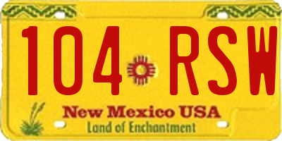 NM license plate 104RSW