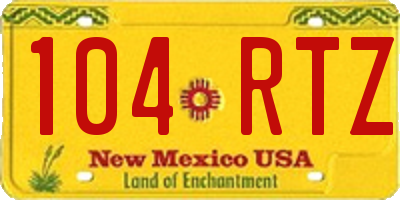 NM license plate 104RTZ