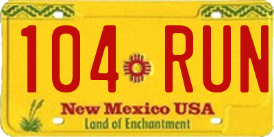 NM license plate 104RUN