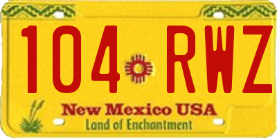 NM license plate 104RWZ