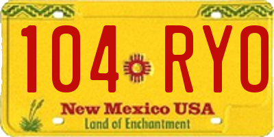 NM license plate 104RYO
