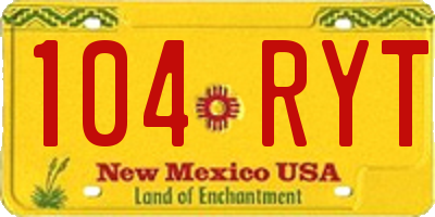 NM license plate 104RYT