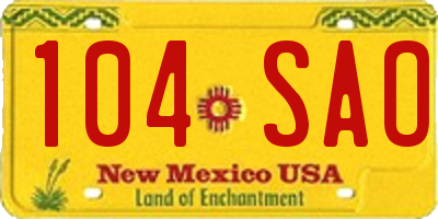 NM license plate 104SAO